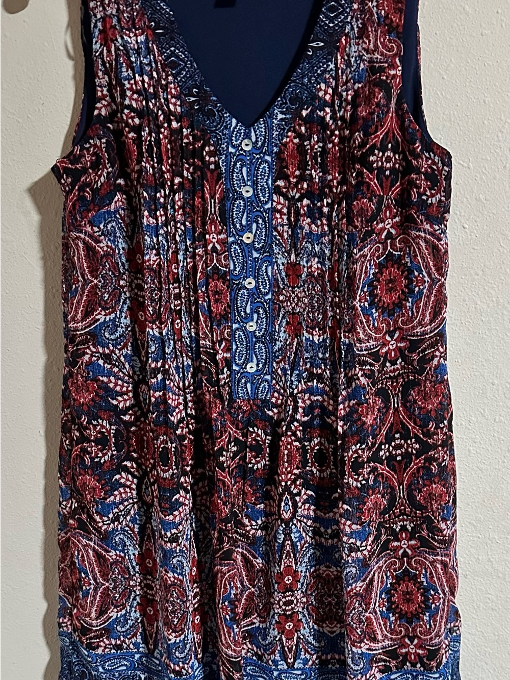 Rabbit Rabbit Rabbit Sleeveless Paisley Midi Dress - Red & Blue